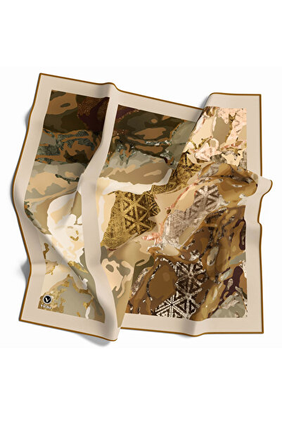 VİOLLA Twill Etnil ve Batik Desenli Hardal Renkli 90x90 Eşarp (İpek İçermez) ...