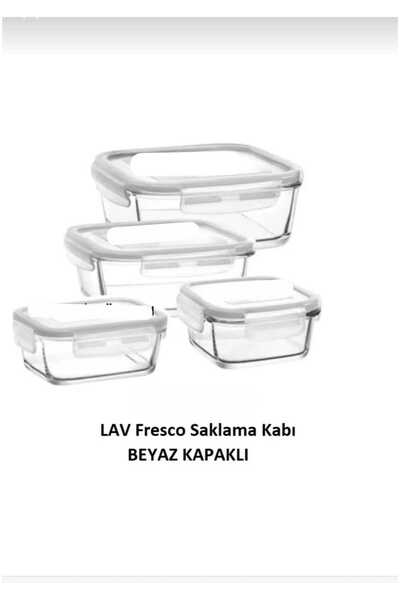 LAV Saklama Kabı - Cam Kilitli Saklama Kabı Beyaz 4lü set