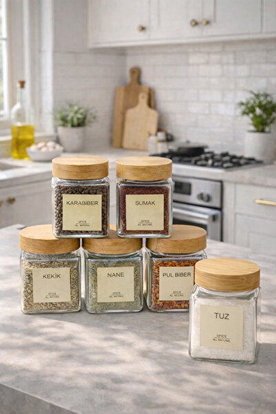 Janset Bambu kapaklı cam baharatlık