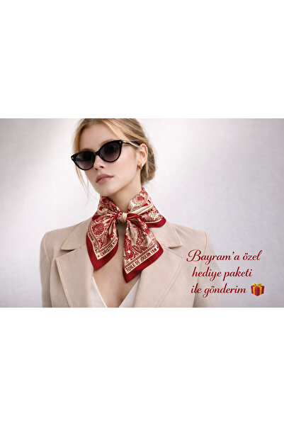 Bermody Bandana pentru femei 50x50 Eșarfă pătrată din raion, cu cusături ital...