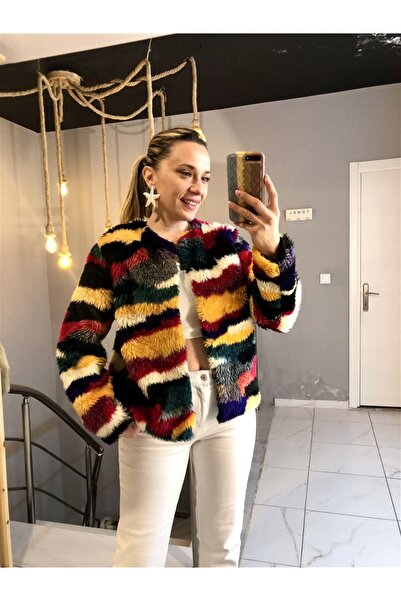 Gözde Tasarım Butik Women's Multi-Color Lined Plush Coat