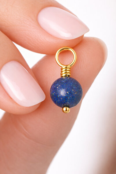 Tasarlatak Doğal Lapis Lazuli Taşlı Charm Kolye & Bileklik Ucu – 925 Ayar Güm...