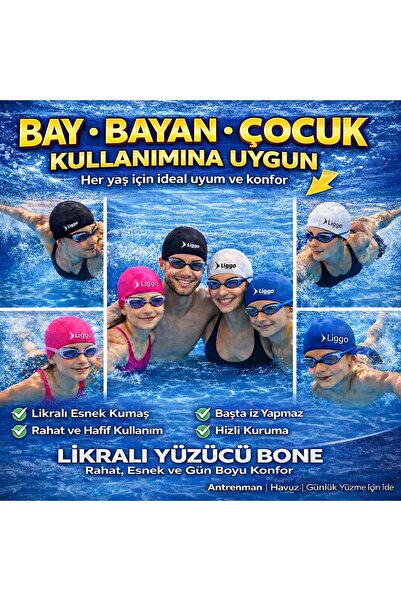 Liggo Likralı Bez Bone Havuz Bonesi Deniz Bonesi Yüzme Bonesi