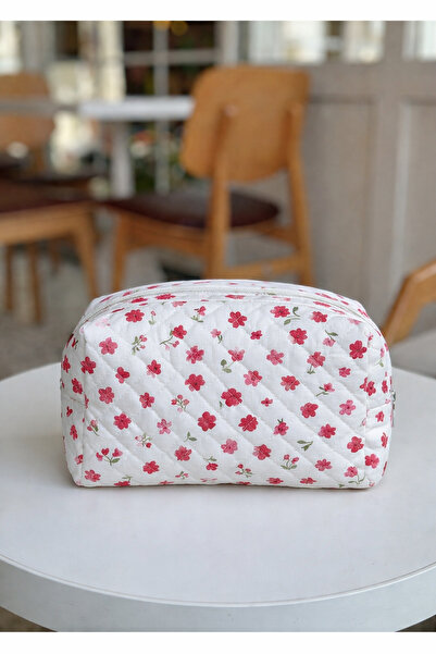 ENS PLASTİK Velika torba za šminku sa uzorkom tulipana - prošivena, ultra mekana