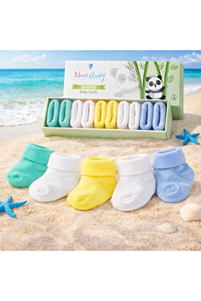Novibaby عبوة من 5 جوارب للأطفال حديثي الولادة من الخيزران I Summer Boy I جوا...