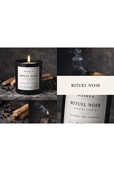 Rituel Noir – Palo Santo & Mint & Cedarwood Niche Soya Mum 230g Çift Fitil