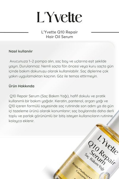 L'Yvette Herbal Hair Care Serum with Q10, Keratin & Argan Oil for Slowly Growing, Damaged Hair, Intensive Repair and Easy Combing