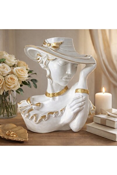 velve Vaza Hat Flower Lady, Alb, 30 cm