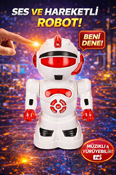 TRUST STORE Robot Çarp Dön Sesli Işıklı 15 fonksiyonlu Robot 25 Cm