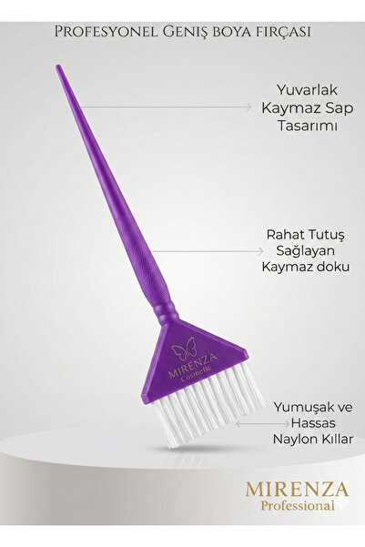 mirenza cosmetic Profesyonel Mor Saç Boya Fırçası | Balyaj Boyama Ve Röfle Fı...
