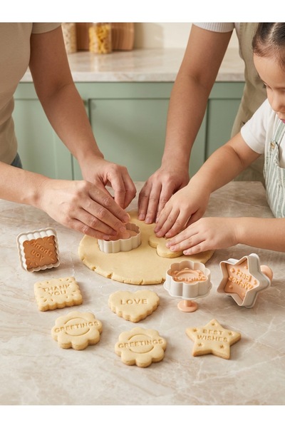 MappleHome 7 قطع من قوالب الكعك والمعجنات مع أشكال كتابة ممتعة، قوالب بسكويت ...