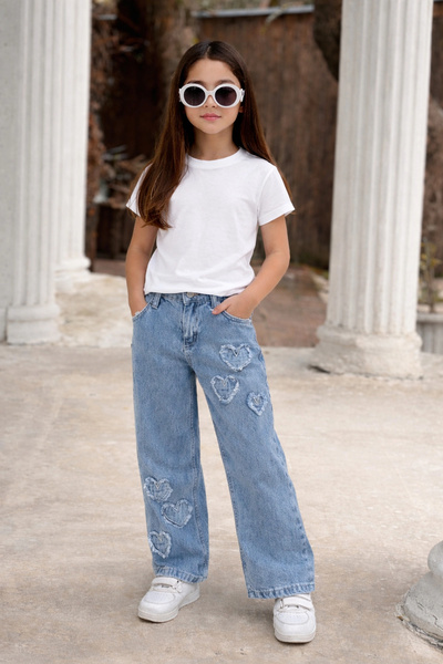 DUDOR KİDS Дънки с сърцевиден мотив за момичета (джинси) - празнична дреха