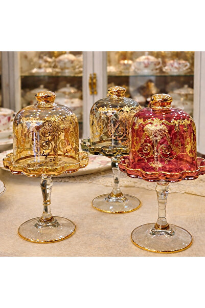 Handmade ESTERHOMEDECOR El boyama ayaklı kahve yanı kapaklı lokumluk sarı ren...