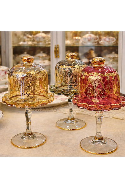 Handmade ESTERHOMEDECOR El boyama ayaklı kahve yanı kapaklı lokumluk yeşil re...