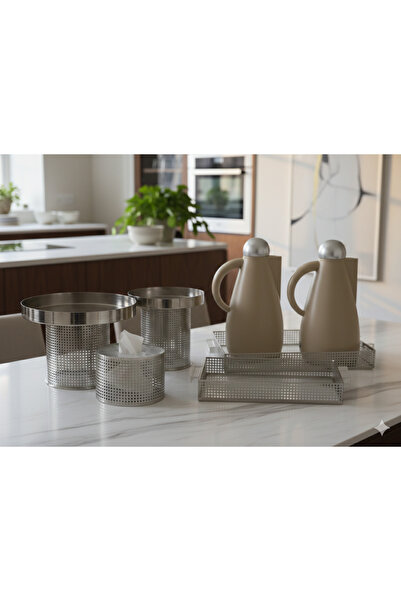 Generic طقم ضيافة راقية مكون من طقم ترامس شاي وقهوة مع استاند تقديم وعلبة منا...