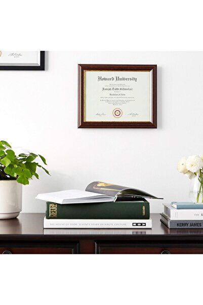 ASTERA Ceviz Renkli Altın Detaylı A4 Sertifika ve Diploma Çerçevesi - Ofis Be...