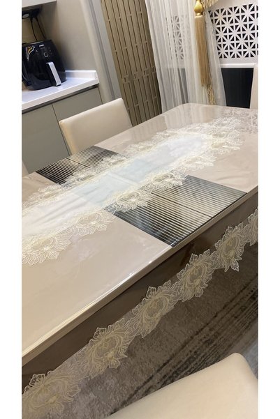 Altın Çeyiz Tekstil Transparent Tablecloth with Plane Runner PVC