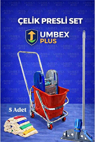 UMBEX PLUS UMBEX Tek Kovalı Çelik Presli Krom Temizlik Arabası Ve Paspas Arab...