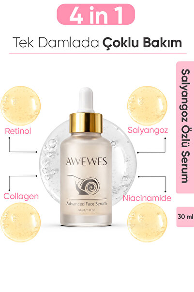 awewes Salyangoz Özü/Niacinamide/Retinol/Panthenol & Kolajen İçeren Yoğun nem&Yaşlanma karşıtı Cilt Serumu