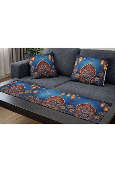 MUSK STORE Velvet Ramadan Tablecloth 135x45cm And Pillow Cover 42x40cm
