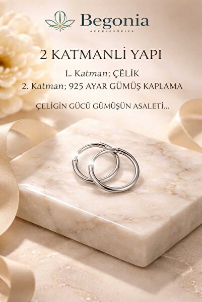 Takıparkxs 925 Ayar Gümüş 14mm Halka Küpe Uniseks 1 Çift Kararmaz