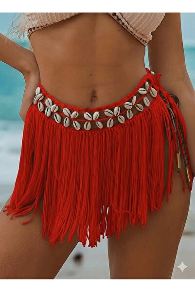 Oprah Kadın Gold Aksesuarlı Esnek Tül Pareo Plaj Giyim