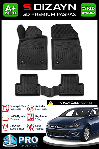 S Dizayn S-Dizayn Opel Astra J 3D Pro Havuzlu Paspas 2012-2020 Üzeri A+ Kalit...