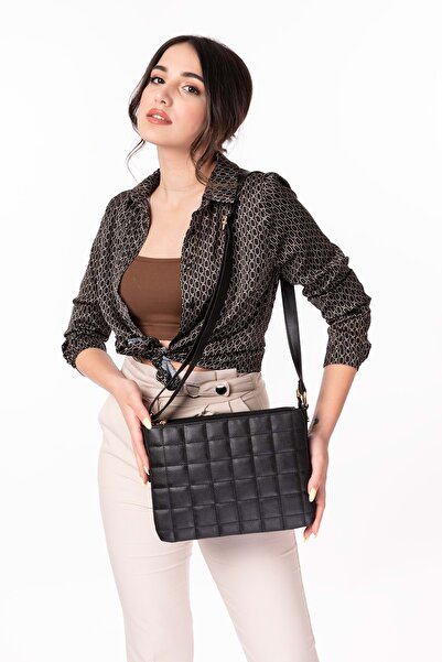 Gondol Women's Quilted Daily Stylish Bag Ald.4550 Black Skin