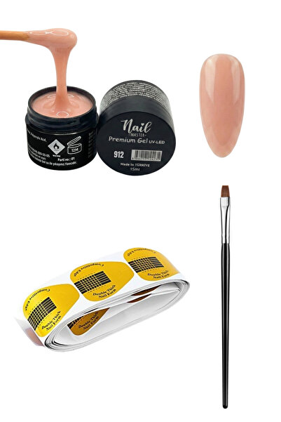 Nail Master Protez Tırnak Jeli 15ml 912 Jel Fırçası 20li Şablon