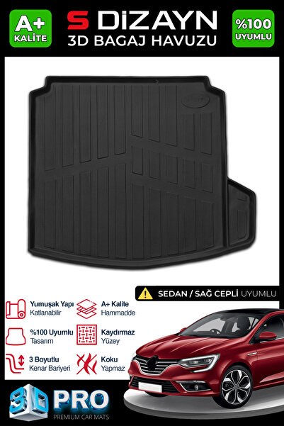 S Dizayn S-Dizayn Renault Megane 4 Sedan 3D Pro Bagaj Havuzu Sağ Kulaklı 2016...