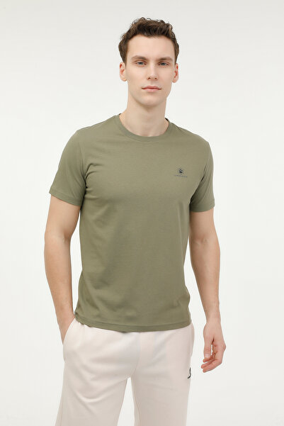 lumberjack M-CT102 BSC C NK T-SH 4FX Haki Erkek Kısa Kol T-Shirt
