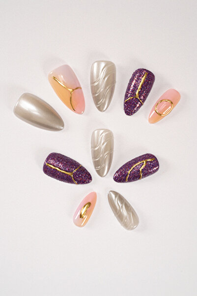 POP Beauty Takma Tırnak Seti & Zararsız Yapıştırıcı, El Yapımı (HANDMADE)