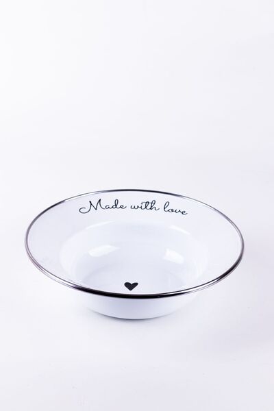 EMAYlab Love Emaye Çukur Makarna ve Salata Tabağı 24cm