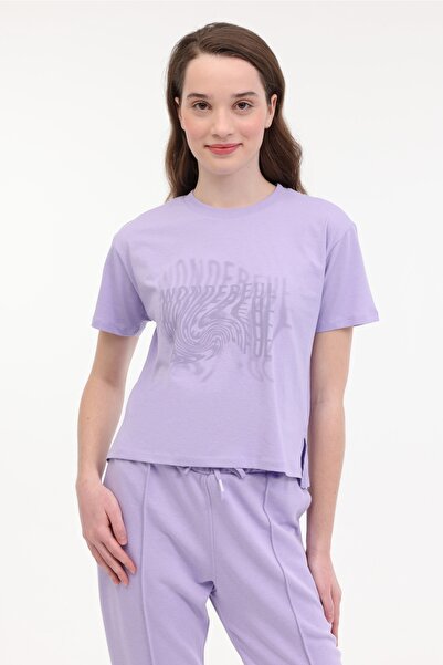 lumberjack WL HOSHI 11F214 5FX Mor Kadın Kısa Kol T-Shirt
