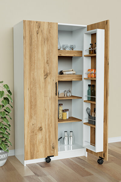 Hediyeler Kapında "Zelvin" 2 Kapaklı Raflı Kiler Dolabı Banyo Mutfak Erzak Do...