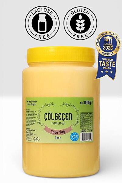 Çölgeçen Natural Sade Yağ (GHEE) 1 Kg - Glutensiz, Laktozsuz, Kazeinsiz, Katk...