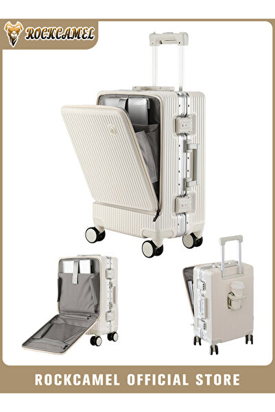 ROCKCAMEL حقيبة سفر خفيف بإطار من الألومنيوم بتصميم مفتوح من الأمام، حقيبة سف...