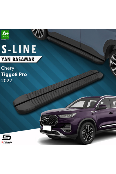 S Dizayn Chery Tiggo8 Pro S-line Siyah Yan Basamak 183 Cm 2022 Üzeri A Kalite...