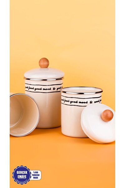 EMAYlab Mood Wooden Top Enamel Jar/Spice Holder Set