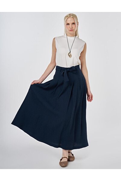 Kayra Fusta încrețită cu curea, bleumarin închis