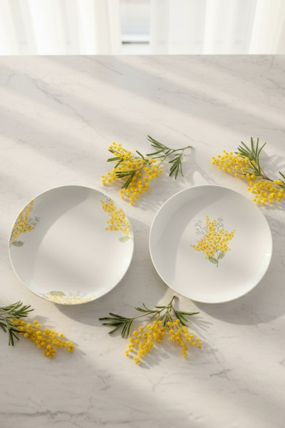 Rakle Mimosa Seramik 4'lü Pasta Tabağı Seti 19 cm