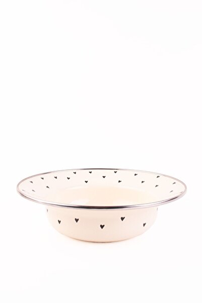 EMAYlab Emaye Black Cupid Çukur Makarna Salata Tabağı 24cm