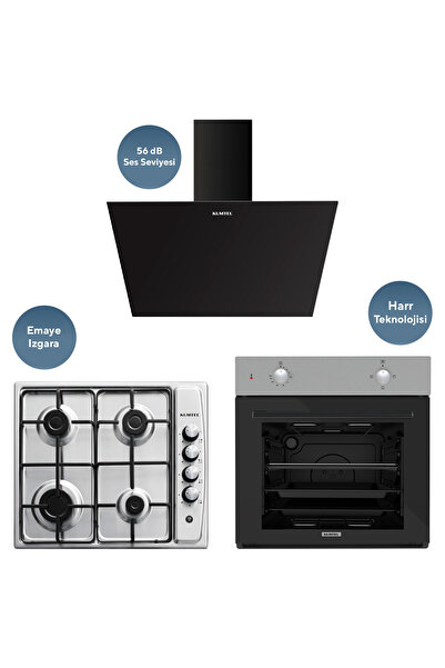 KUMTEL Inox - Siyah Ankastre Set