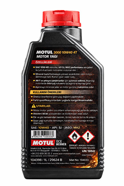 Motul (Üretim Yılı : 2025 )MOTUL 3000 10W-40 4T 1Lt