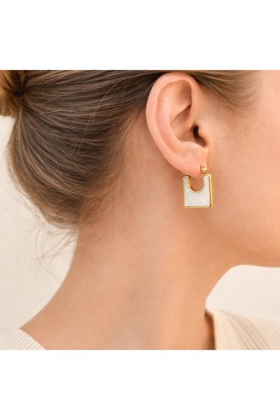 nerora Square Jewelled Steel Earrings