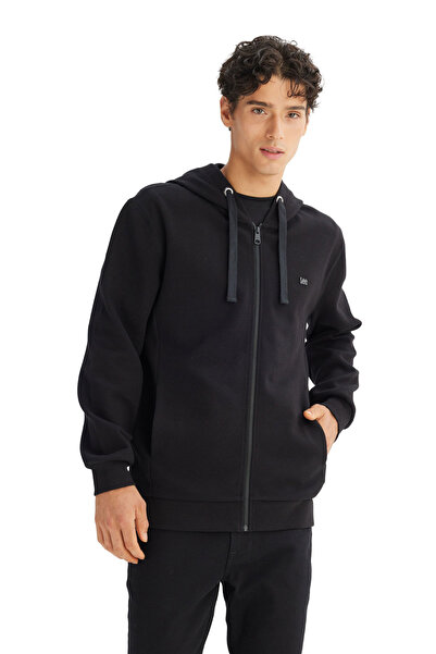 Lee Hanorac negru pentru bărbați cu fermoar tricou L2520310001