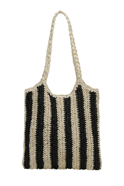 Butigo HASIR CIZGI OMZ 4FX Siyah Kadın Omuz Çantası