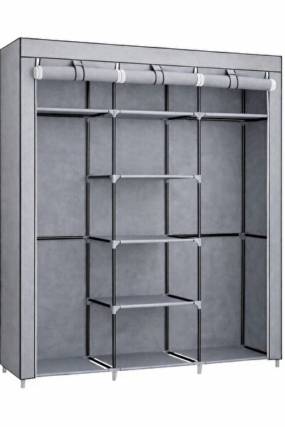 Teknor -Prado Trend XXL Bez Dolap | İki Bölmeli Askılık & Raflı – Onix Gri