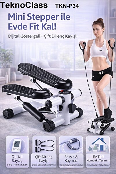 Canderel Тренажер з подвійним ременем опору та цифровим дисплеєм для кроків т...