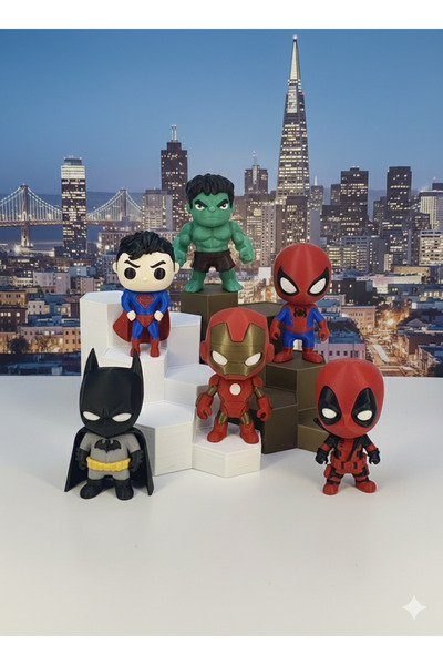 fyne Süper 6| Süper Kahramanlar Figürleri | Superman | Batman | Hulk | Ironma...